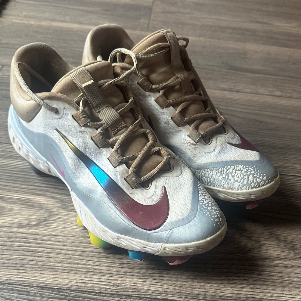 Nike White and Brown Athletic Football cleats